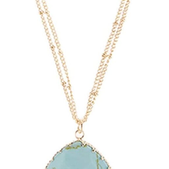Natural Stone Long Necklace Statement Chain Druzy Marble Quartz Bohemian - Picture 1 of 4